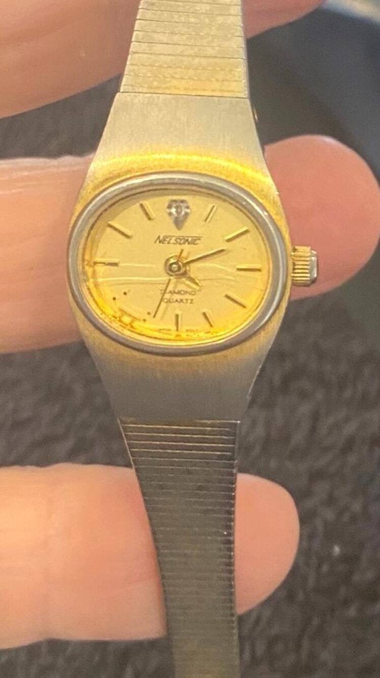 Womn's Nelsonic Diamond Dress Watch, Gold Tone, Adjustable Link Band